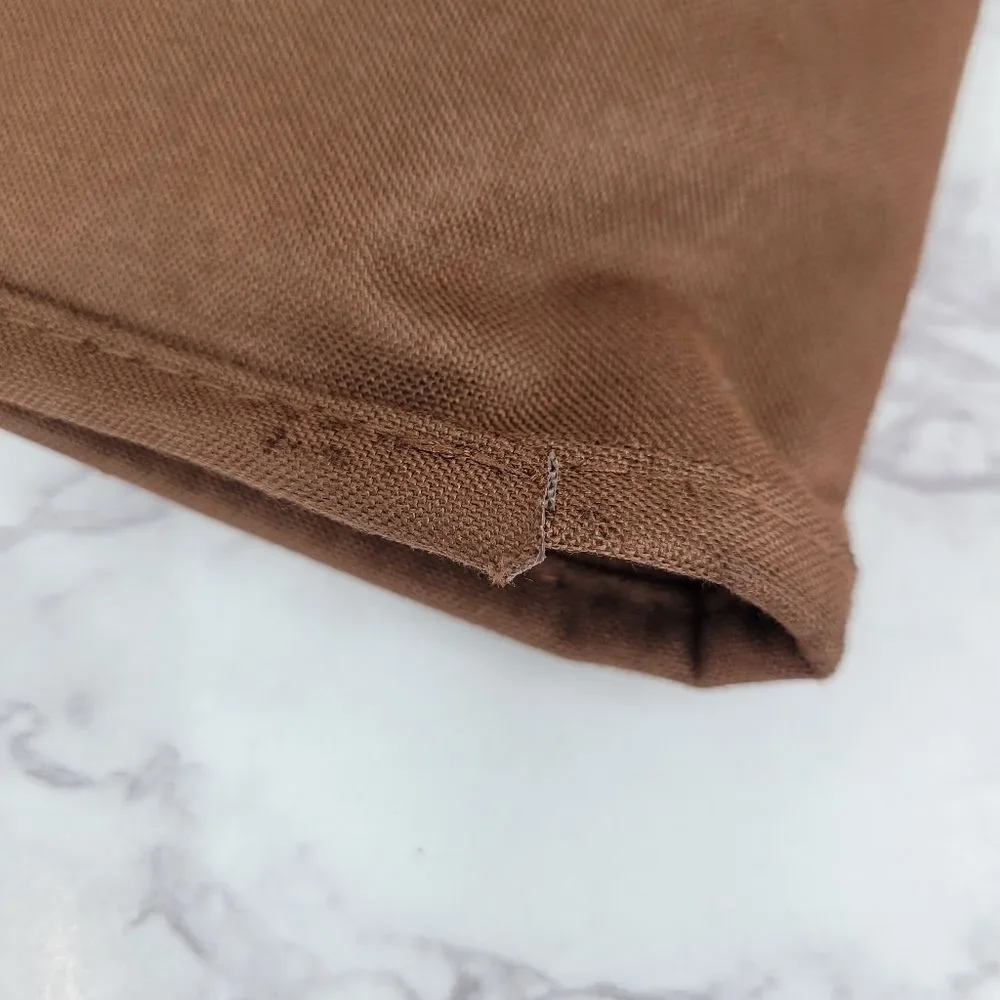 Vintage Brown Suede and Canvas Clutch Bag with Wooden Handles